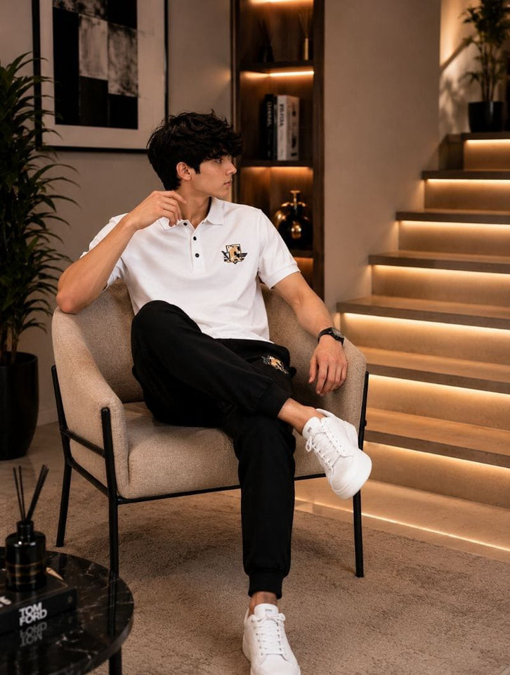 Prime White Monogram Polo